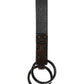 Dolce & Gabbana Brown Leather DG Plaque Double Keyring Holder Keychain