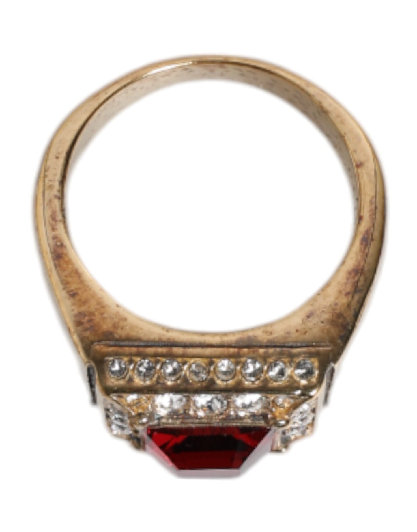 Dolce & Gabbana Gold Tone Sterling Silver 925 Crystals Ring