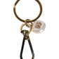 Dolce & Gabbana Chic Gold Brass Faux Pearl Letter Charm Keyring Keychain