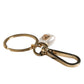 Dolce & Gabbana Chic Gold Brass Faux Pearl Letter Charm Keyring Keychain