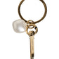 Dolce & Gabbana Chic Gold Brass Faux Pearl Letter Charm Keyring Keychain