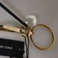 Dolce & Gabbana Chic Gold Brass Faux Pearl Letter Charm Keyring Keychain