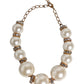 Dolce & Gabbana White Maxi Faux Pearl Beads Crystals Gold Chain Necklace