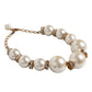 Dolce & Gabbana White Maxi Faux Pearl Beads Crystals Gold Chain Necklace