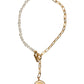 Dolce & Gabbana Gold Chain Brass Faux Pearl Charm Logo Pendant Necklace