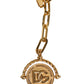 Dolce & Gabbana Gold Chain Brass Faux Pearl Charm Logo Pendant Necklace