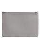 Dolce & Gabbana Gray Solid Leather DG Logo Men Clutch Zip Pouch Bag