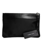 Dolce & Gabbana Multicolor Leopard Jacquard Print Logo Plaque Pouch Bag