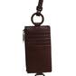Dolce & Gabbana Brown Calf Leather Lanyard Logo Card Holder Wallet