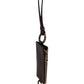 Dolce & Gabbana Brown Calf Leather Lanyard Logo Card Holder Wallet