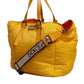 Dolce & Gabbana Yellow Orange Nylon Logo Plaque Hand Shoulder Duffle Bag