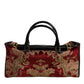 Dolce & Gabbana Multicolor Leather Brocade Velvet Travel Duffle Tote Bag