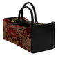 Dolce & Gabbana Multicolor Leather Brocade Velvet Travel Duffle Tote Bag