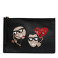 Dolce & Gabbana Black #DGFamily Embellished Leather Clutch Bag