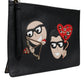 Dolce & Gabbana Black #DGFamily Embellished Leather Clutch Bag