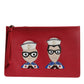 Dolce & Gabbana Red #DGFamily Embellished Leather Clutch Bag
