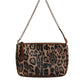 Dolce & Gabbana Brown Leopard Leather Shoulder Chain Strap Bag