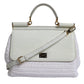 Dolce & Gabbana White Rafia Leather Top Handle Crossbody Bag