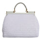 Dolce & Gabbana White Rafia Leather Top Handle Crossbody Bag