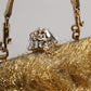 Dolce & Gabbana Gold Vanda Chain Strap Tinsel Crystal Evening Clutch Bag