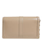 Versace Beige Gold Chain Calf Leather Wallet Crossbody Bag