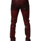 Dolce & Gabbana Red Leopard Cotton Skinny Men Denim Jeans