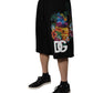Dolce & Gabbana Black Cotton Logo Floral Print Bermuda Shorts