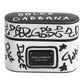 Dolce & Gabbana Black White Leather Scribble Embossed Logo Airpods Case