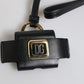 Dolce & Gabbana Black Leather Strap Gold Metal Logo Plaque Airpods Case