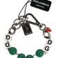 Dolce & Gabbana Silver Tone Brass Bead Dice Logo Embellish Charm Bracelet