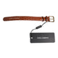 Dolce & Gabbana Brown Textured Leather Gold Metal Buckle Armband