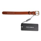 Dolce & Gabbana Brown Textured Leather Gold Metal Buckle Armband