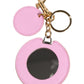 Dolce & Gabbana Pink Calf Leather Gold Metal Logo Print Keyring Keychain