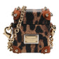 Dolce & Gabbana Brown Leopard Metal Logo Plaque Gold Chain Airpods Case