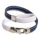 Dolce & Gabbana Blue White Leather Trimmed DG Engraved Silver Tone Clasp Bracelet