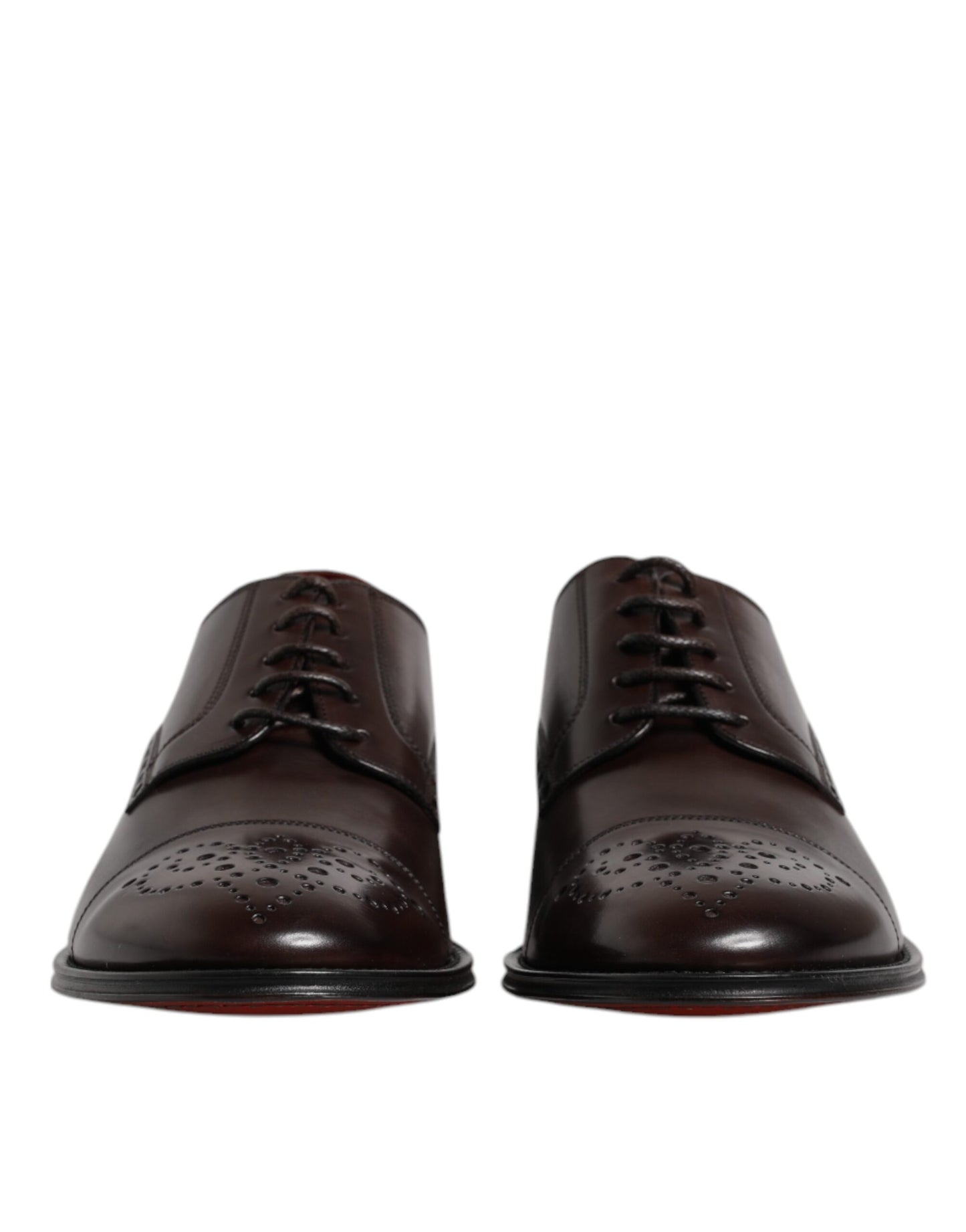 Dolce & Gabbana Maroon Calfskin Leather Derby Men Dress Shoes