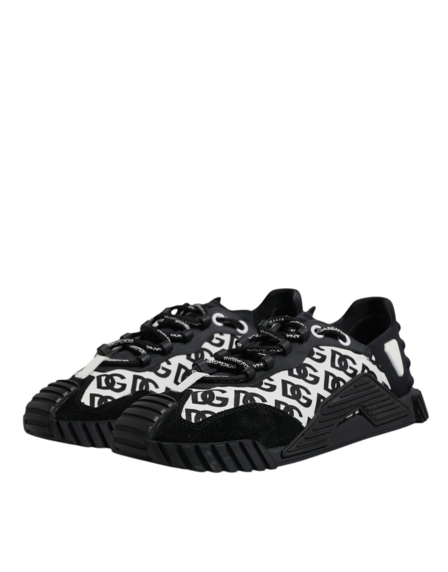 Dolce & Gabbana Black Logo Lace Up Low Top NS1 Sneakers Shoes
