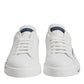 Dolce & Gabbana White Blue Leather Logo Low Top Sneakers Shoes