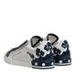 Dolce & Gabbana White Blue Crown Low Top Men Sneakers Shoes