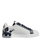 Dolce & Gabbana White Blue Crown Low Top Men Sneakers Shoes