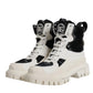 Dolce & Gabbana White Padded Mid Calf Lace Up Boots Shoes