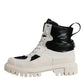 Dolce & Gabbana White Padded Mid Calf Lace Up Boots Shoes