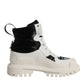 Dolce & Gabbana White Padded Mid Calf Lace Up Boots Shoes