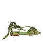 Dolce & Gabbana Green Animal Print Ankle Wrap Sandals Shoes