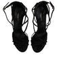 Dolce & Gabbana Black Leather Stiletto Heels Sandals Shoes