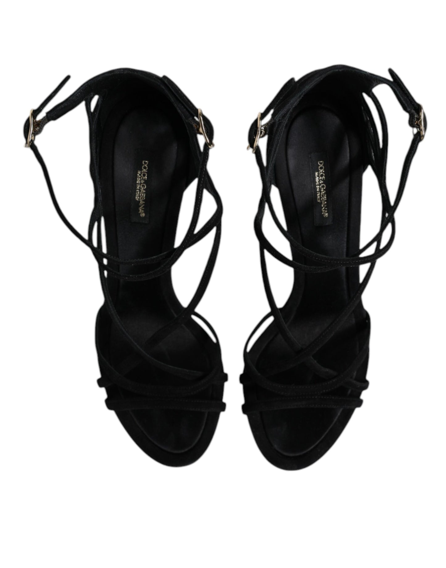 Dolce & Gabbana Black Leather Stiletto Heels Sandals Shoes