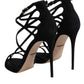 Dolce & Gabbana Black Leather Stiletto Heels Sandals Shoes