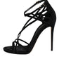 Dolce & Gabbana Black Leather Stiletto Heels Sandals Shoes