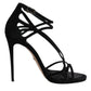 Dolce & Gabbana Black Leather Stiletto Heels Sandals Shoes
