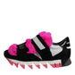Dolce & Gabbana Black Pink Fur Embellished Sneakers Shoes